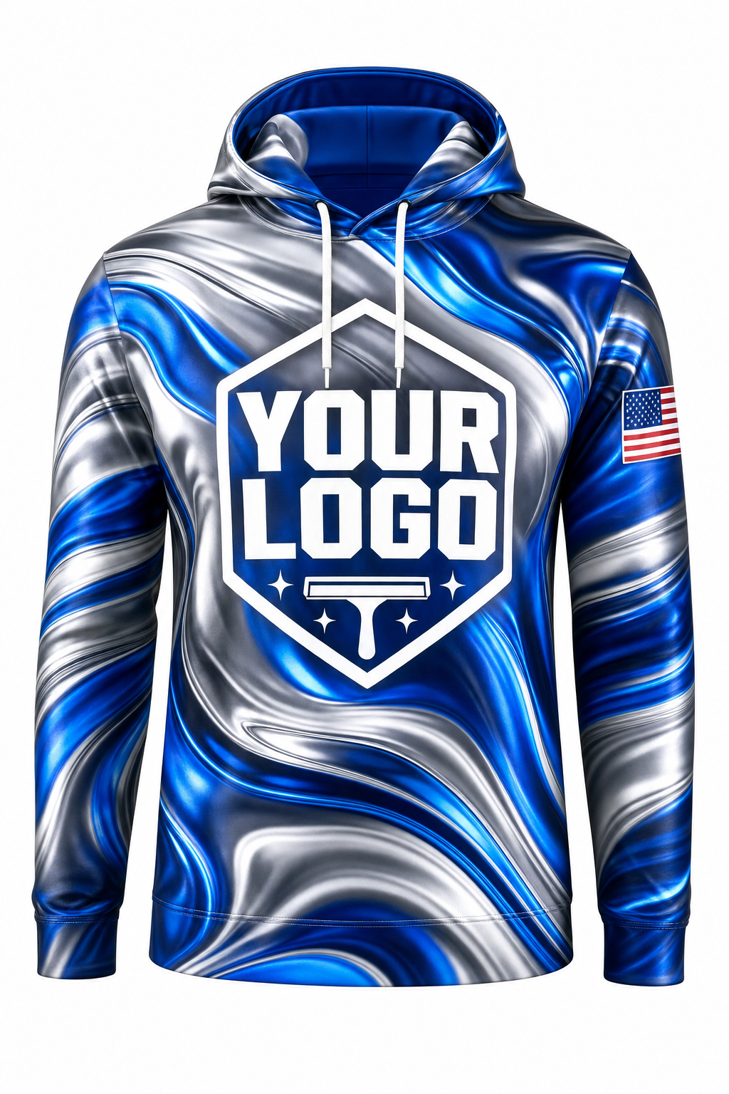 Liquid Chrome custom window cleaning crew uniform hoodie — front (hoodie-front)