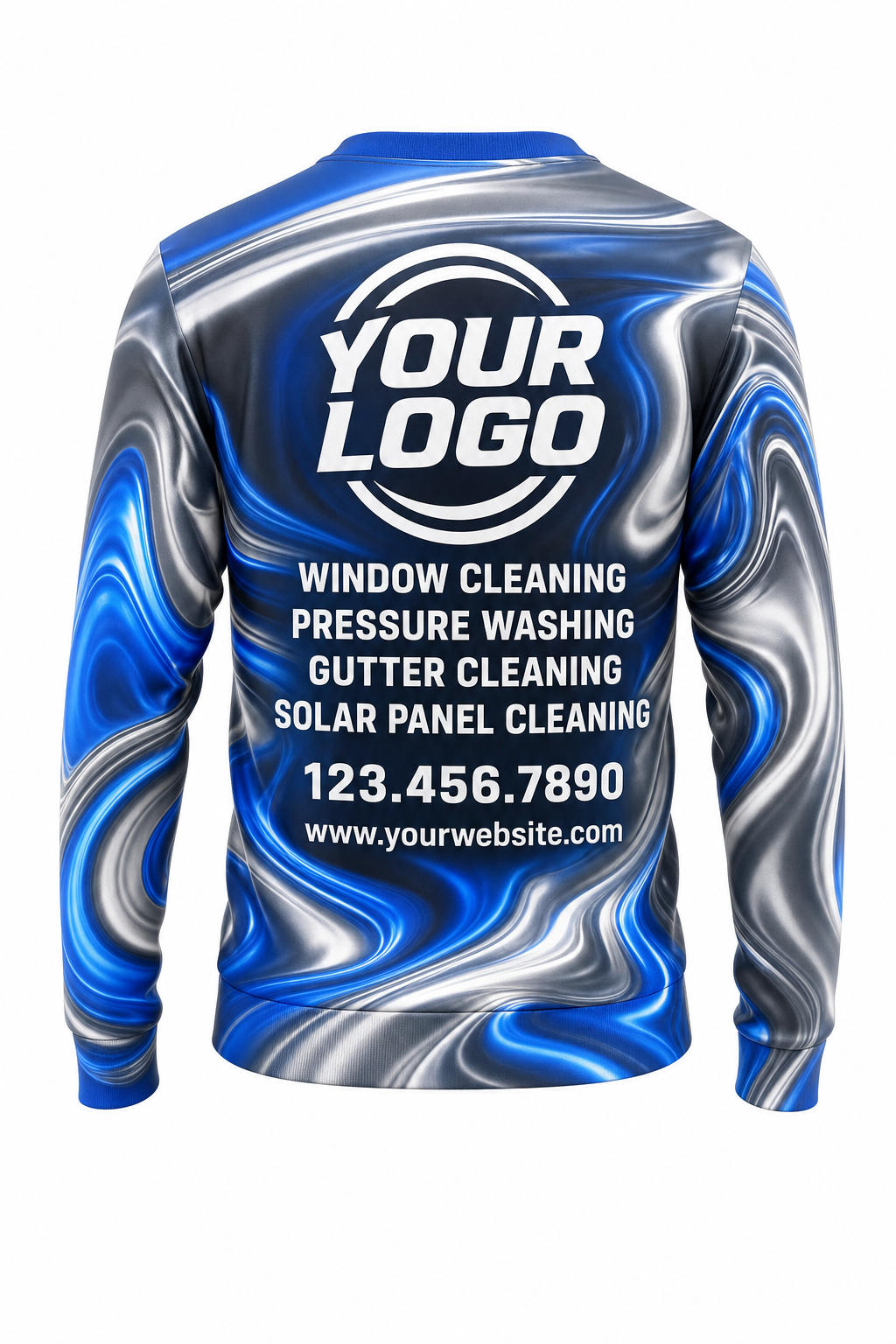 Liquid Chrome custom window cleaning crew uniform sweatshirt — back (sweatshirt-back)