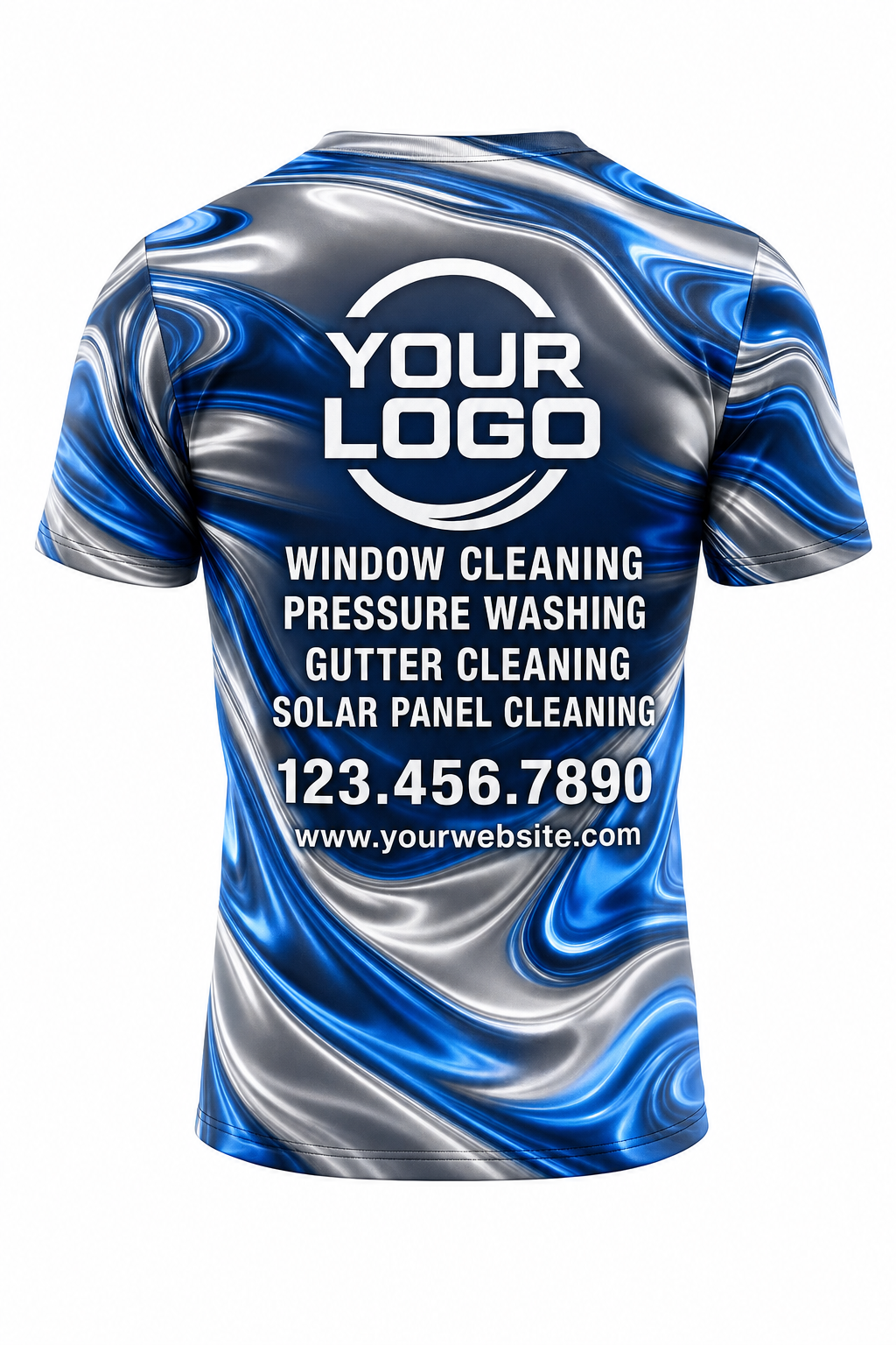Liquid Chrome custom window cleaning crew uniform t-shirt — back (tee-back)