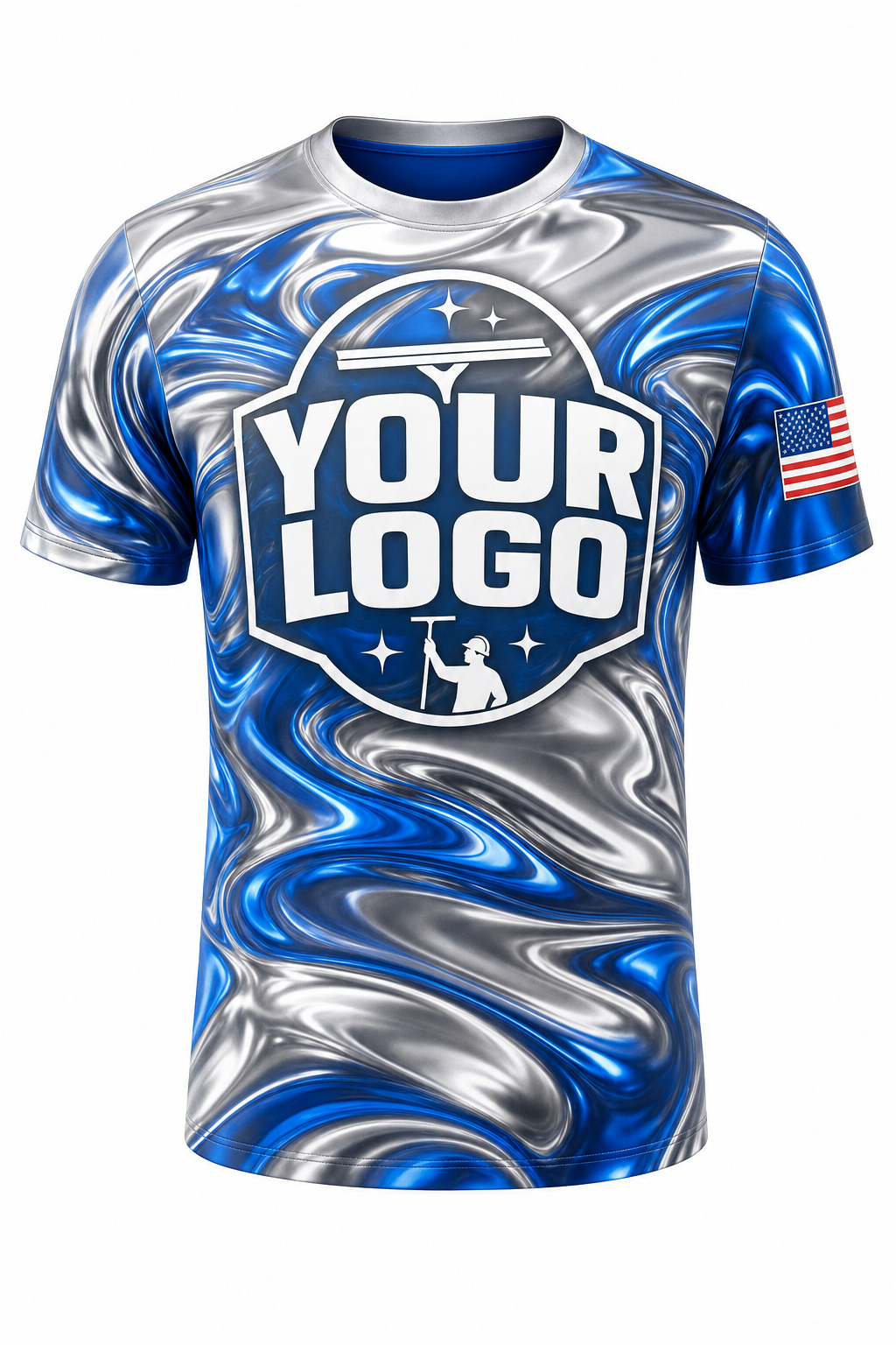 Liquid Chrome custom window cleaning crew uniform t-shirt — front (tee-front)