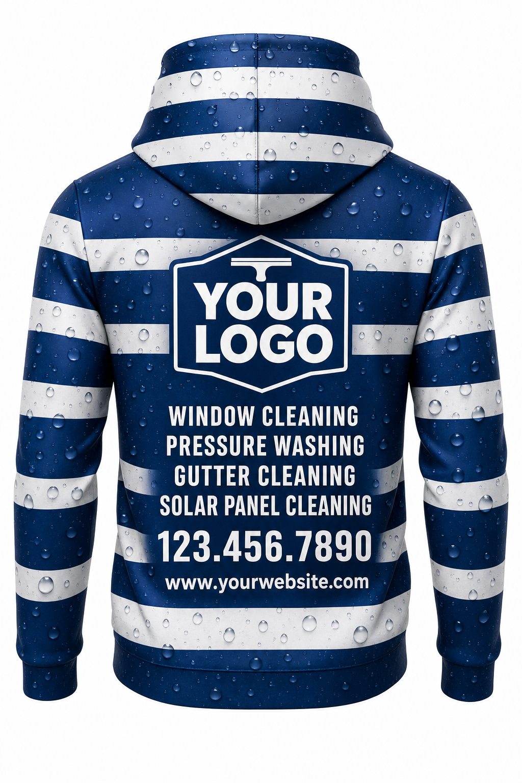 Marine Stripes custom window cleaning crew uniform hoodie — back (hoodie-back)