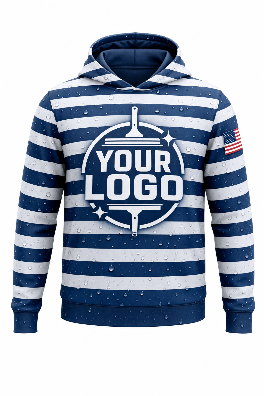 Marine Stripes custom window cleaning crew uniform hoodie — front (hoodie-front)