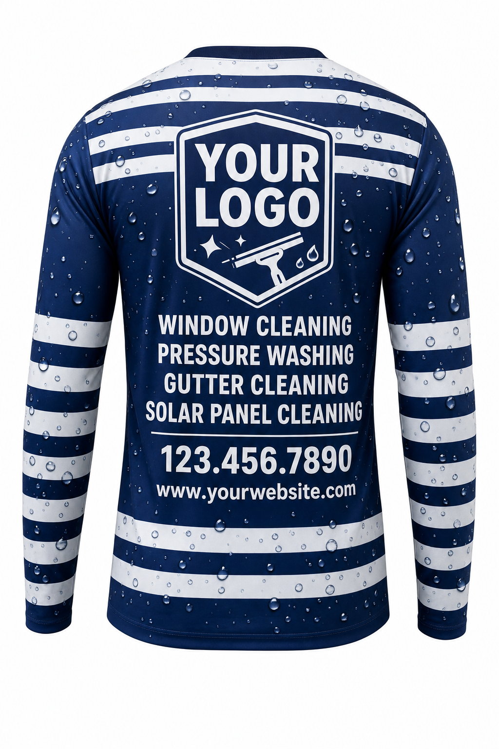 Marine Stripes custom window cleaning crew uniform long-sleeve shirt — back (longsleeve-back)