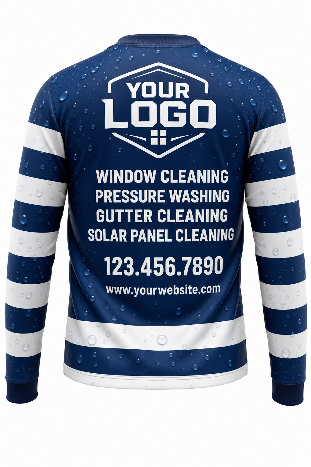 Marine Stripes custom window cleaning crew uniform sweatshirt — back (sweatshirt-back)