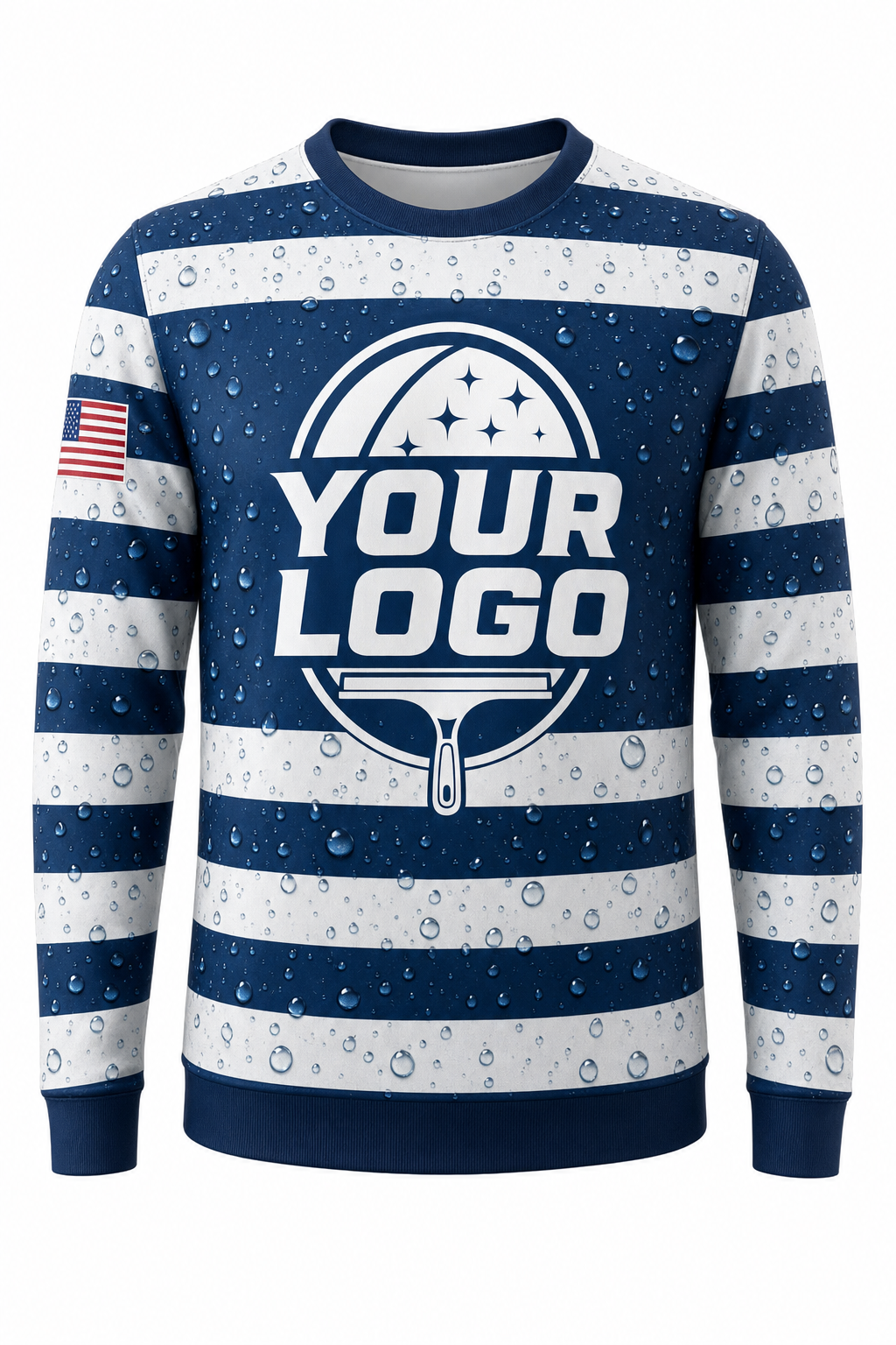 Marine Stripes custom window cleaning crew uniform sweatshirt — front (sweatshirt-front)