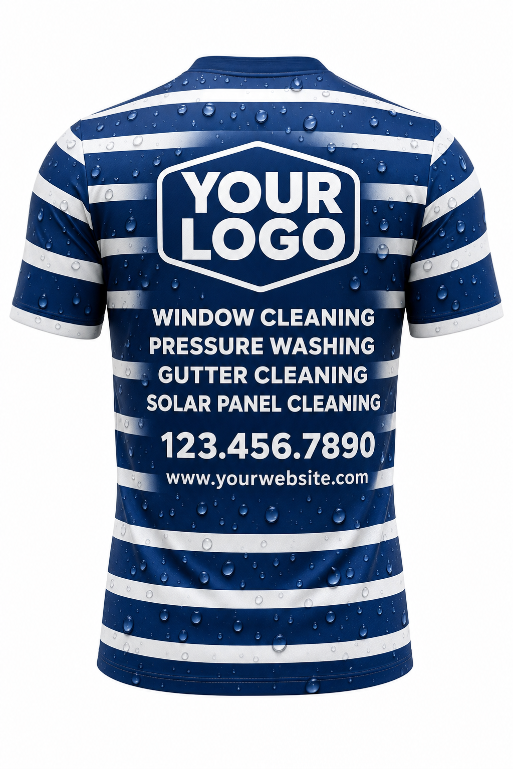 Marine Stripes custom window cleaning crew uniform t-shirt — back (tee-back)