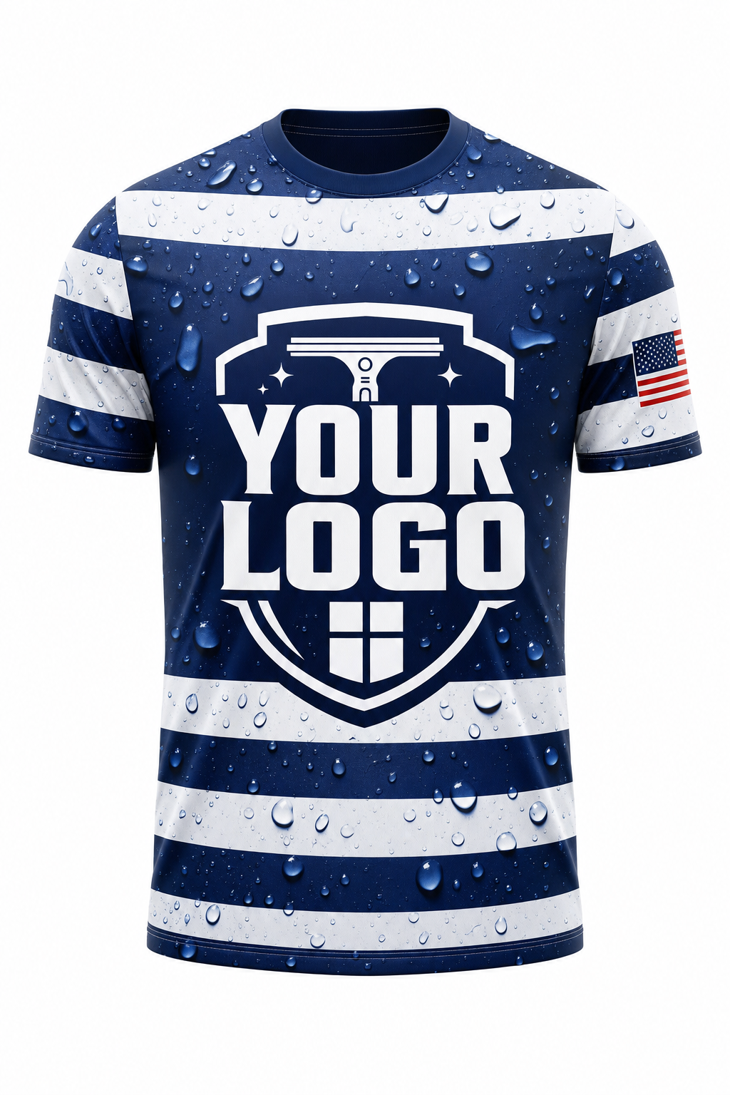 Marine Stripes custom window cleaning crew uniform t-shirt — front (tee-front)