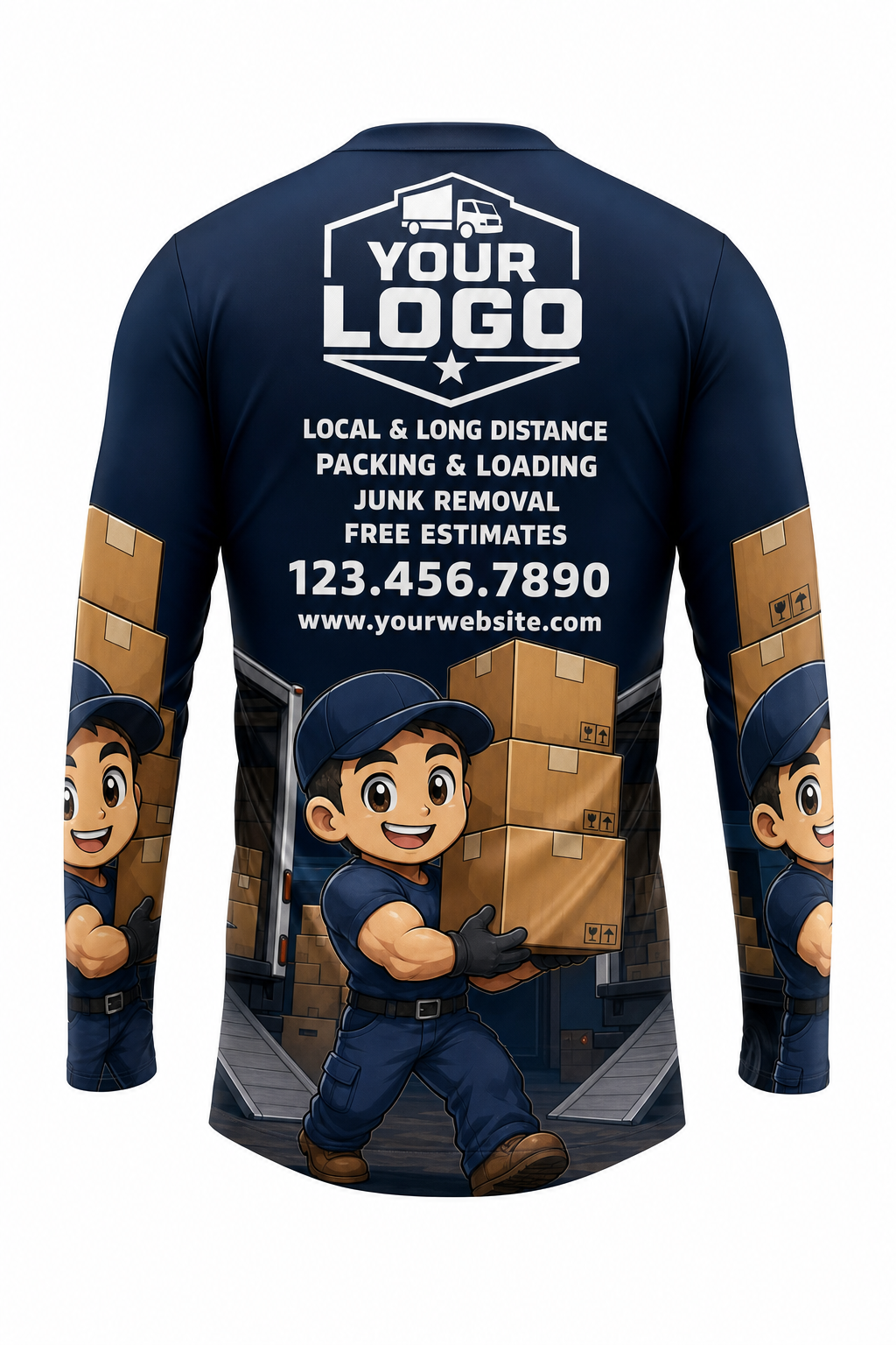 Chibi Mover custom moving & junk removal crew uniform Long Sleeve — back
