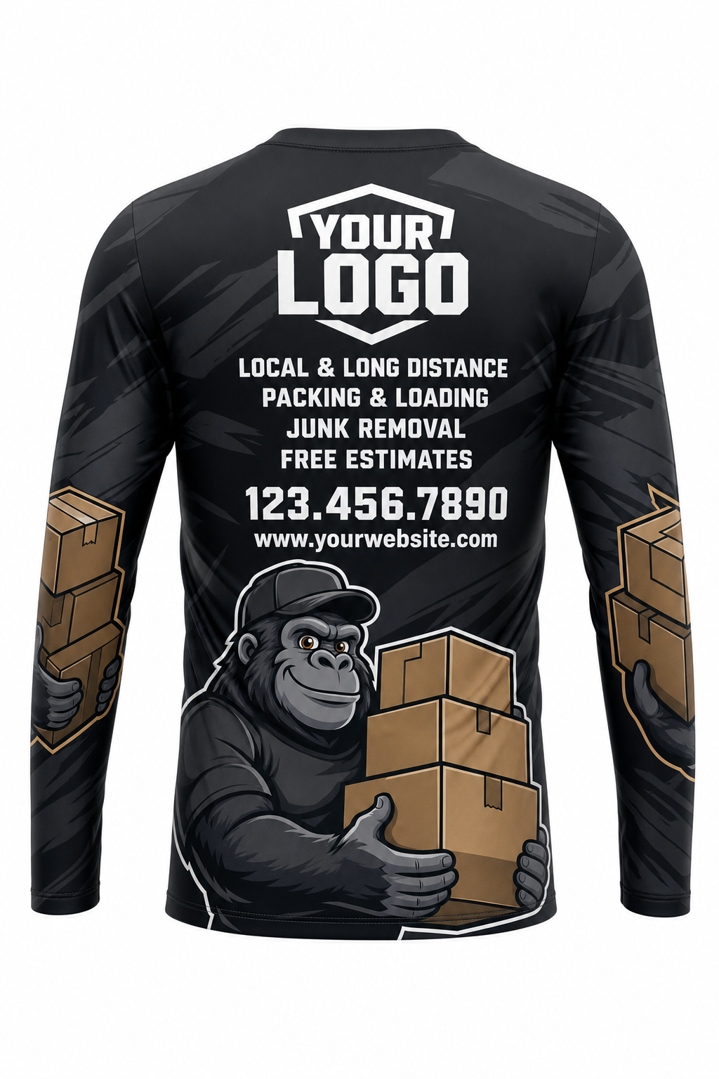 Gorilla Mover custom moving & junk removal crew uniform Long Sleeve — back