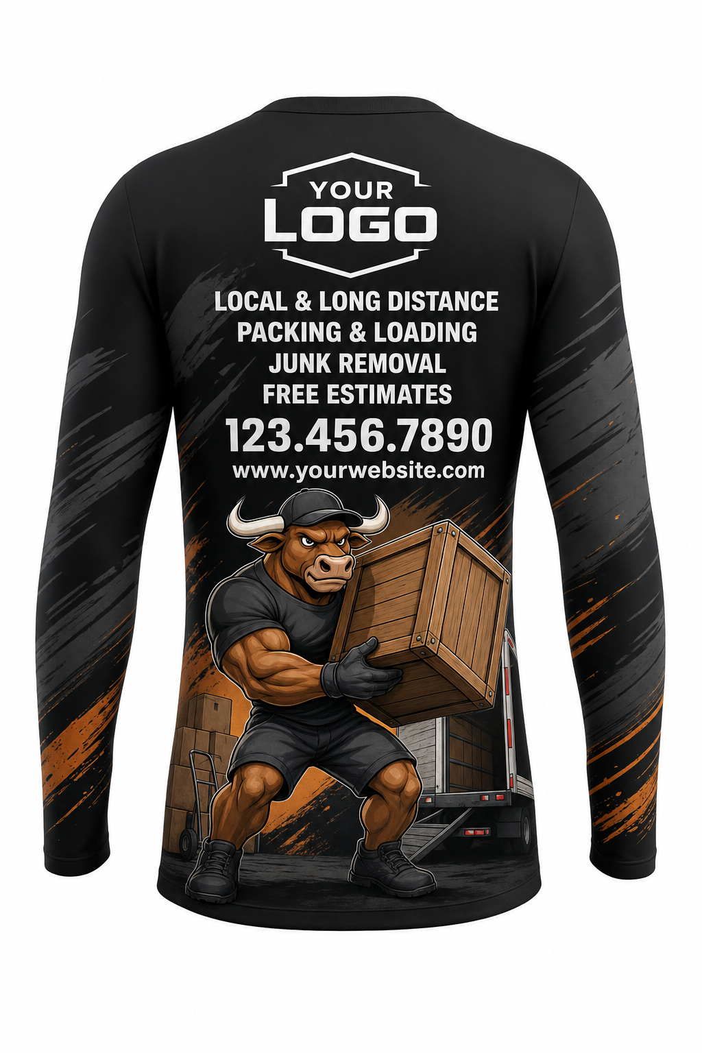 Ox Mover custom moving & junk removal crew uniform Long Sleeve — back