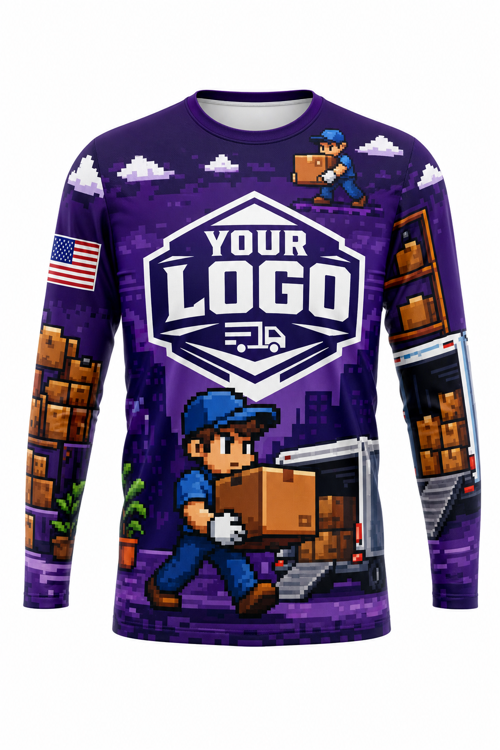 Pixel Mover custom moving & junk removal crew uniform Long Sleeve — front