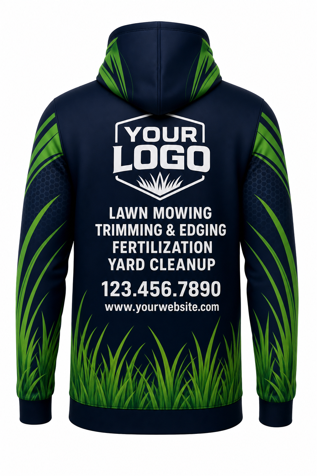 Midnight Grass Blades custom lawn care & landscaping crew uniform Hoodie — back