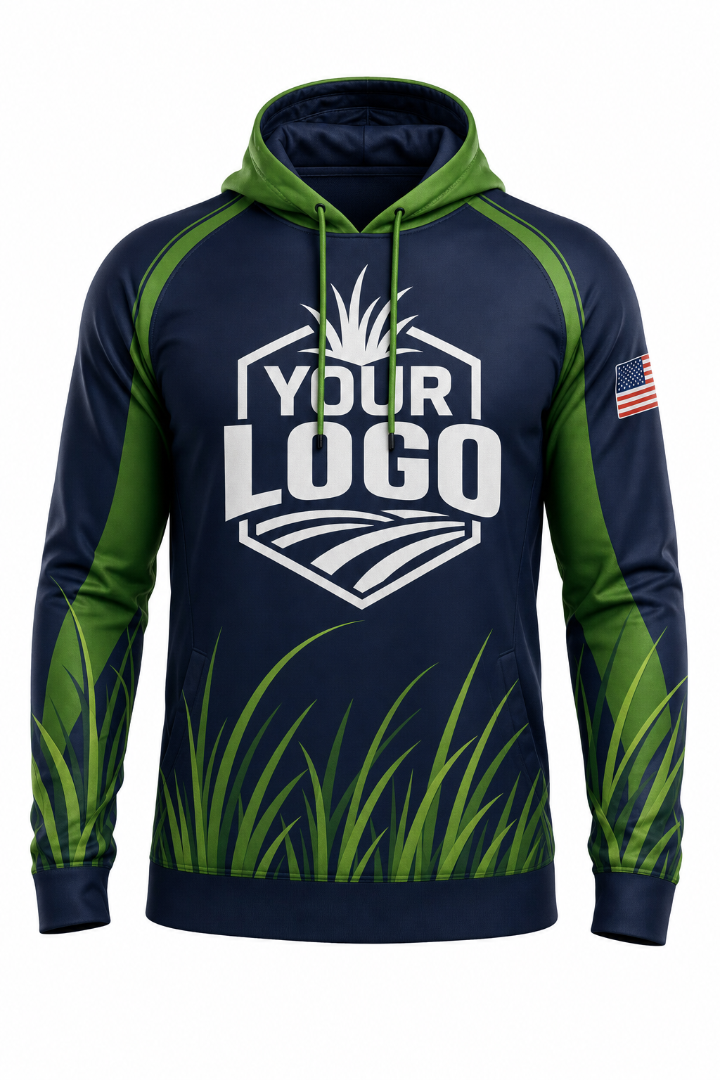Midnight Grass Blades custom lawn care & landscaping crew uniform Hoodie — front