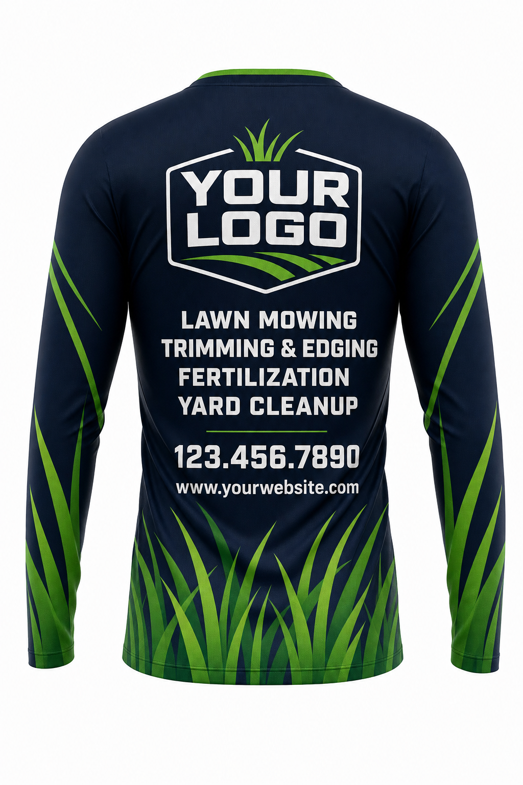 Midnight Grass Blades custom lawn care & landscaping crew uniform Long Sleeve — back