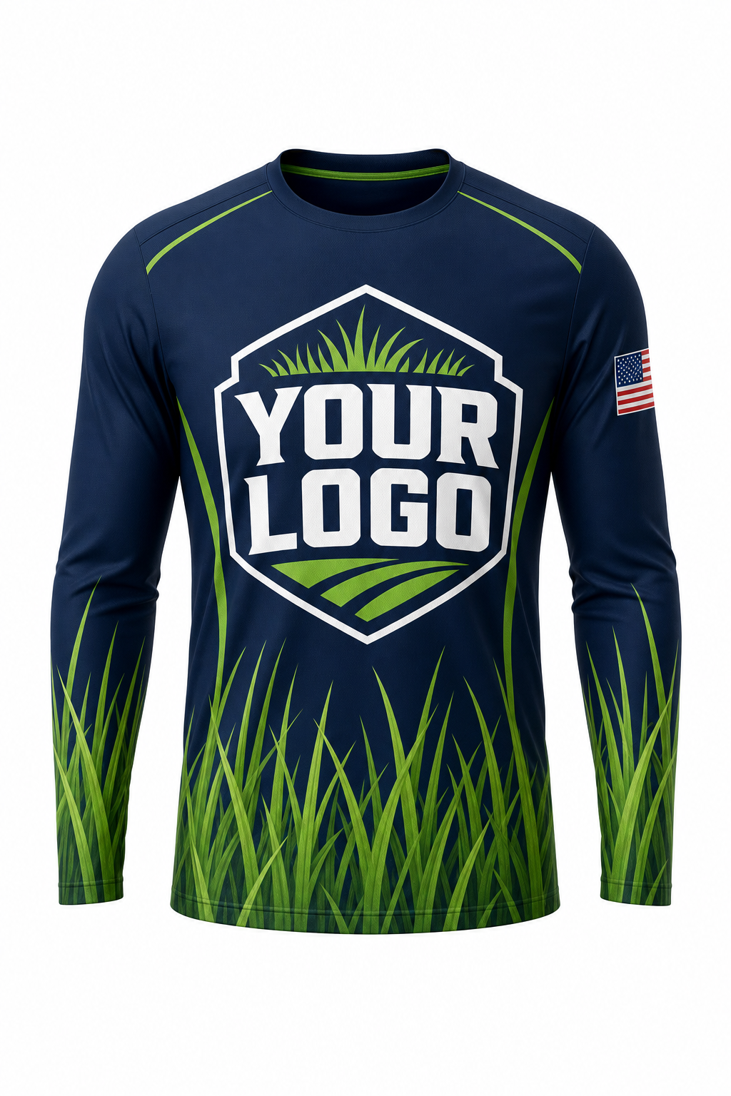Midnight Grass Blades custom lawn care & landscaping crew uniform Long Sleeve — front
