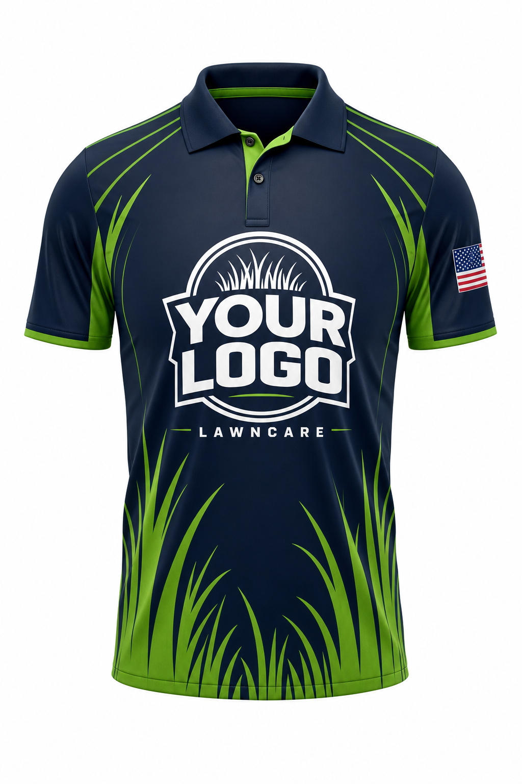 Midnight Grass Blades custom lawn care & landscaping crew uniform Polo — front