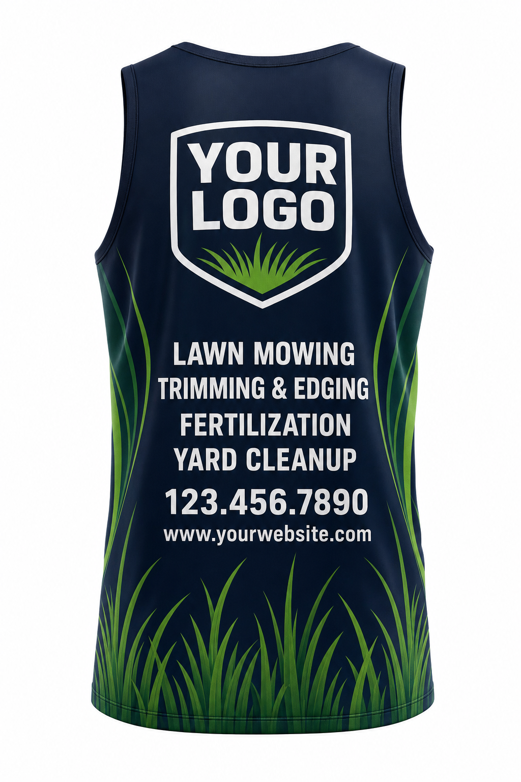 Midnight Grass Blades custom lawn care & landscaping crew uniform Tank Top — back