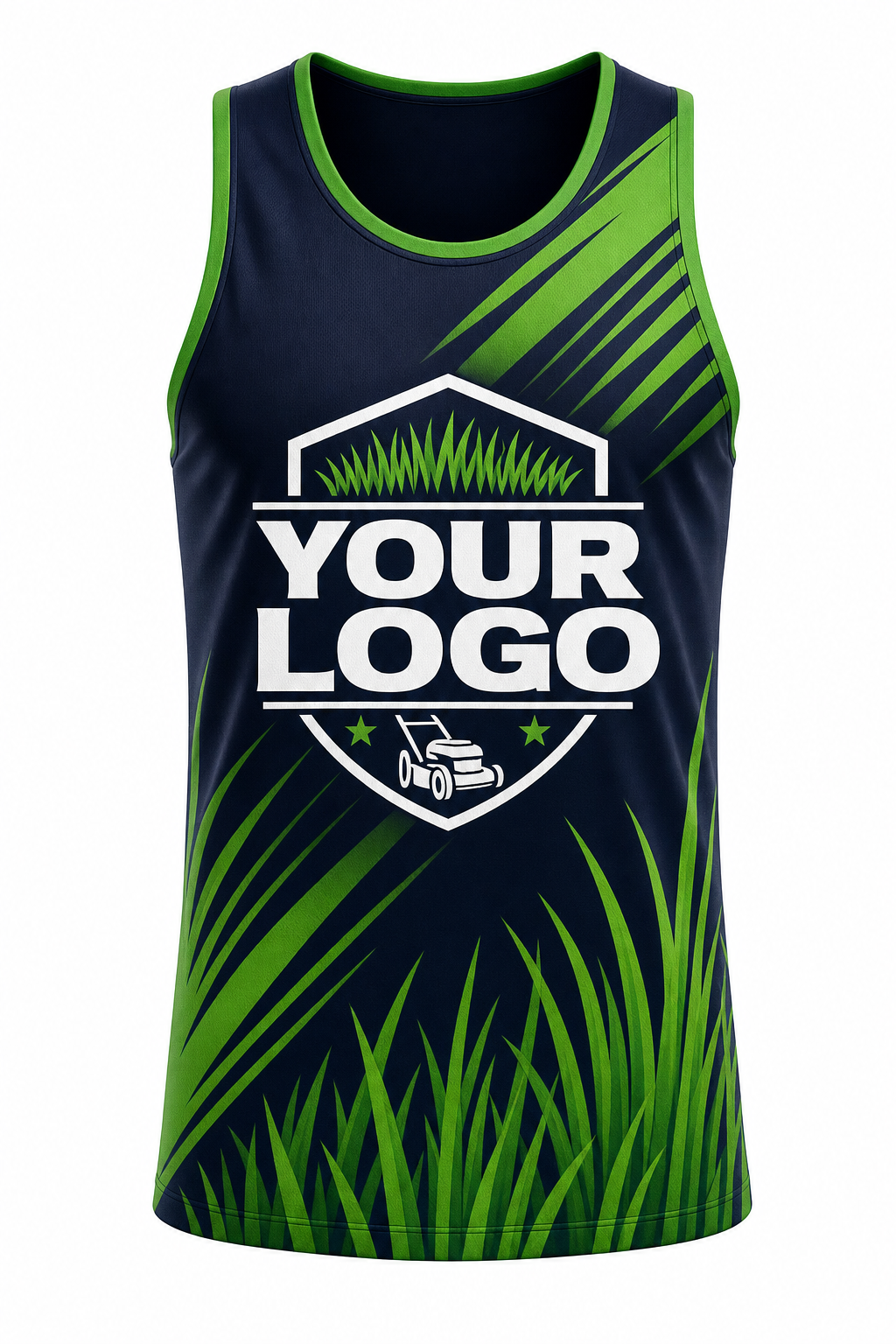 Midnight Grass Blades custom lawn care & landscaping crew uniform Tank Top — front