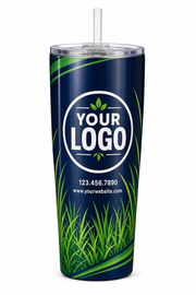 Midnight Grass Blades custom lawn care & landscaping crew uniform Tumbler — front