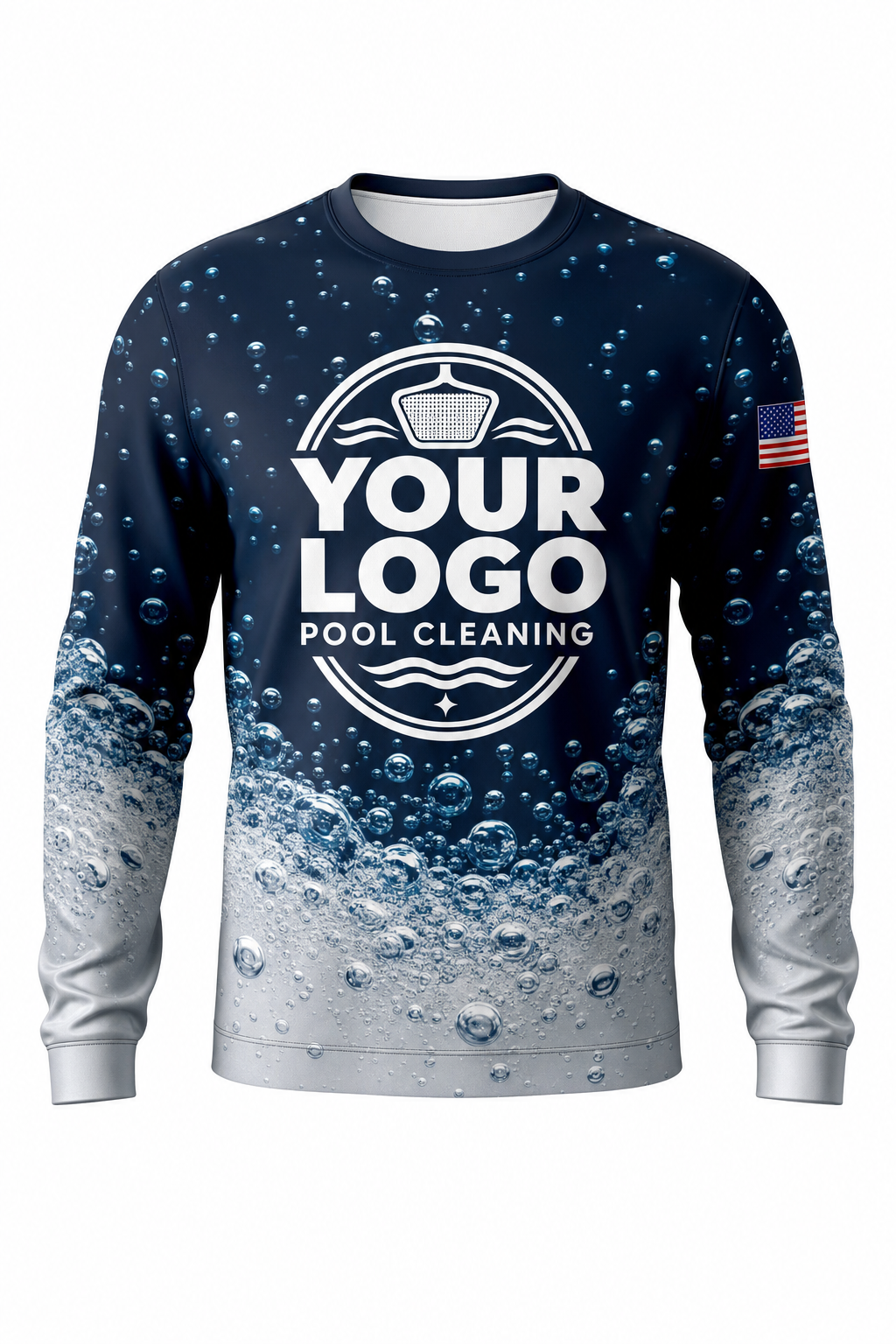 Midnight Bubbles custom pool cleaning crew uniform sweatshirt — front (sweatshirt-front)