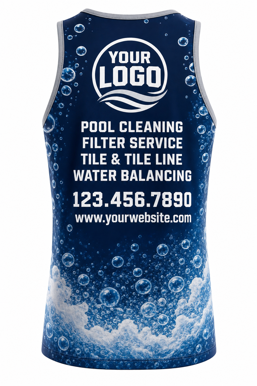 Midnight Bubbles custom pool cleaning & service crew uniform Tank Top — back