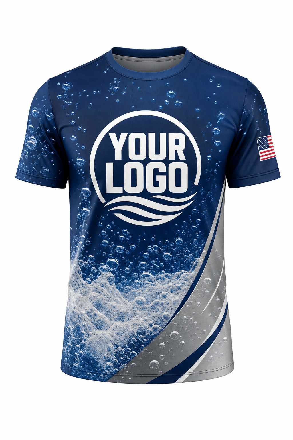 Midnight Bubbles custom pool cleaning crew uniform t-shirt — front (tee-front)