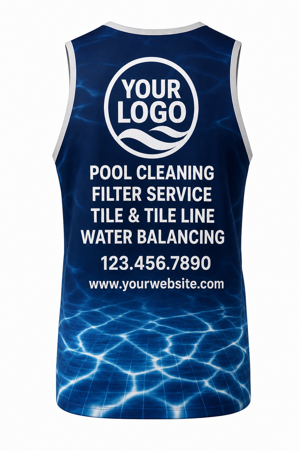 Midnight Caustics custom pool cleaning & service crew uniform Tank Top — back