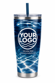 Midnight Caustics custom pool cleaning & service crew uniform Tumbler — front