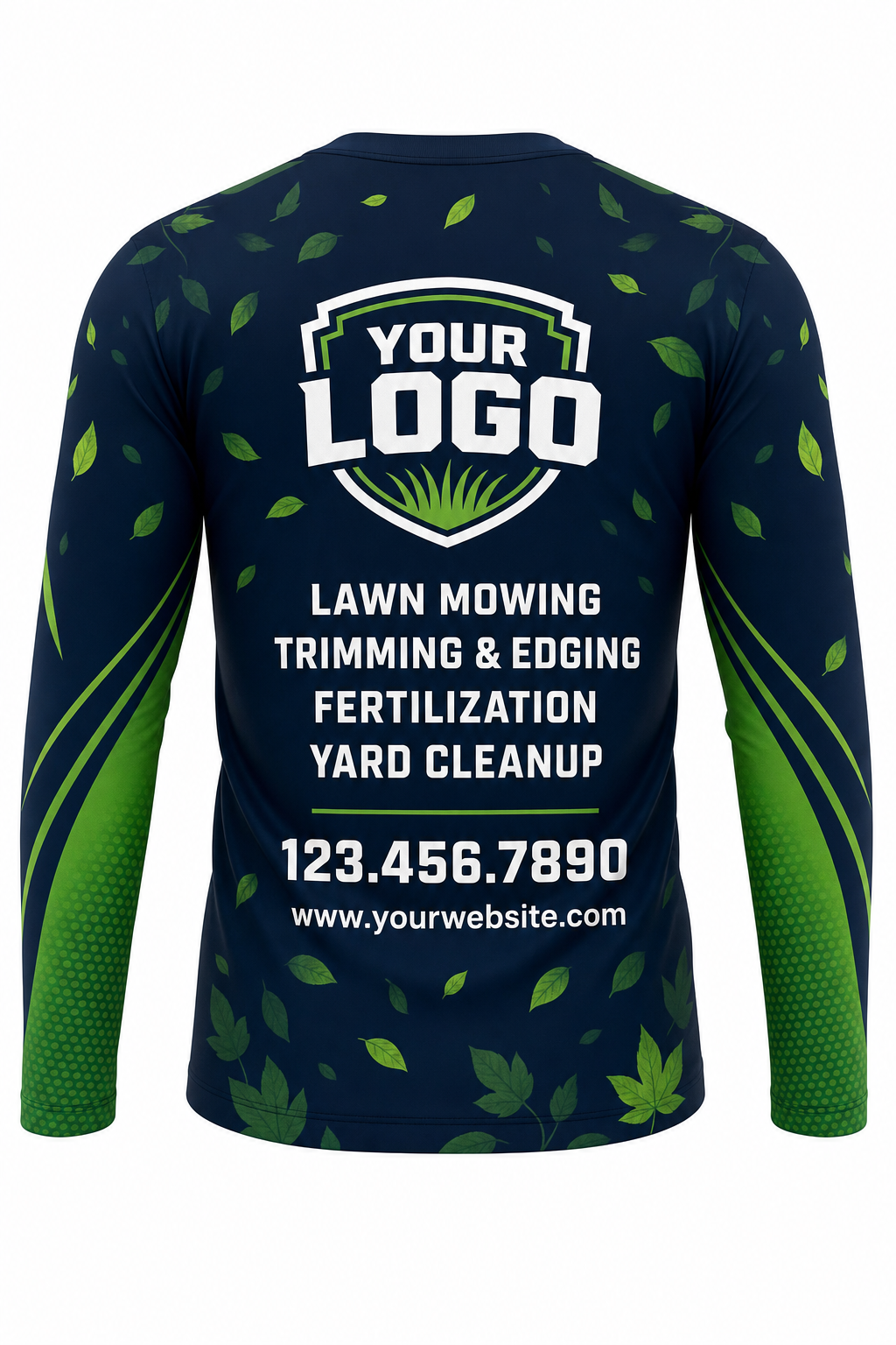 Midnight Leaf custom lawn care & landscaping crew uniform Long Sleeve — back