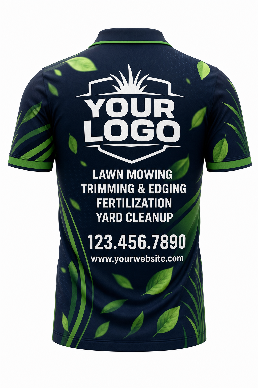 Midnight Leaf custom lawn care & landscaping crew uniform Polo — back