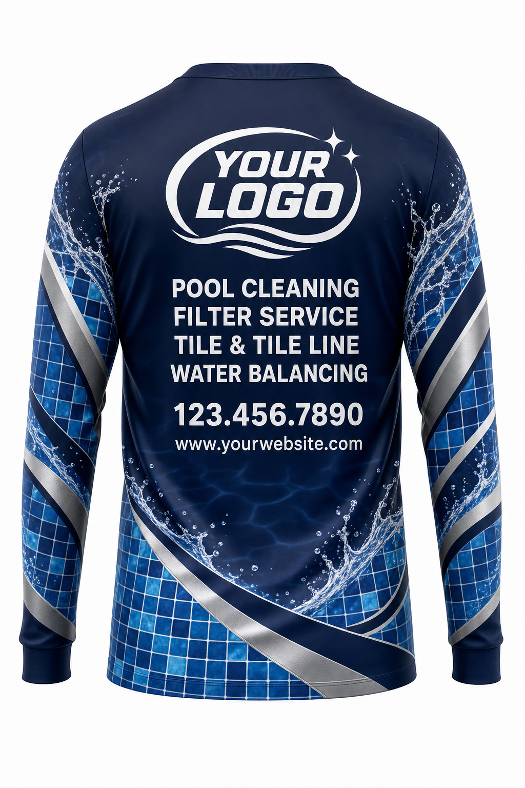 Midnight Mosaic custom pool cleaning crew uniform sweatshirt — back (sweatshirt-back)