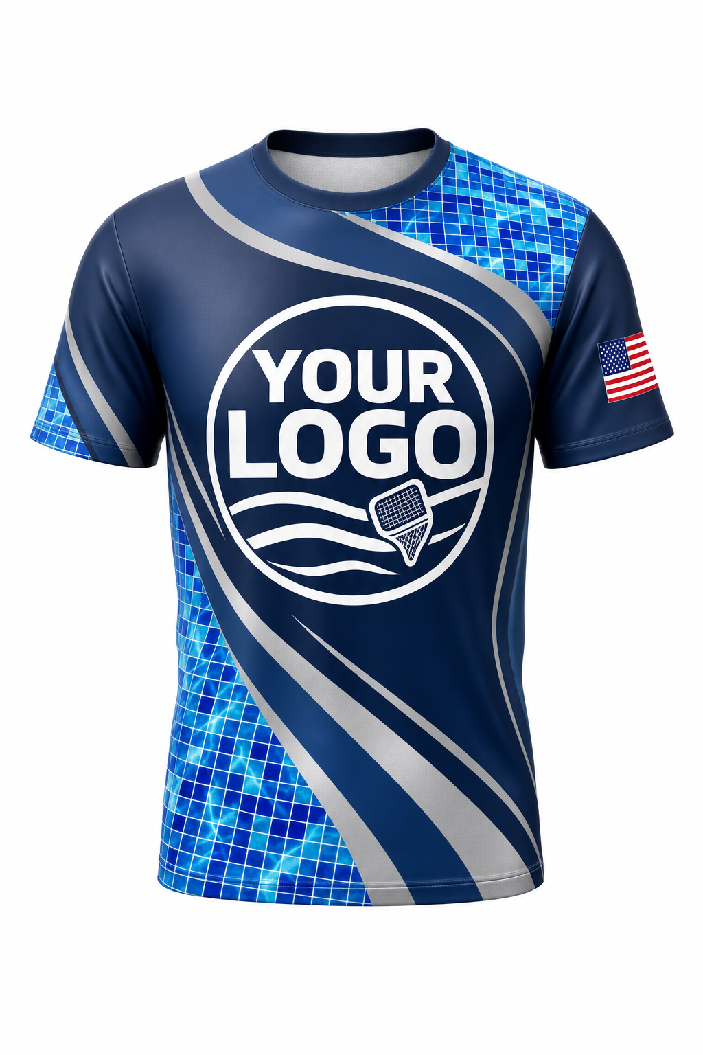 Midnight Mosaic custom pool cleaning crew uniform t-shirt — front (tee-front)