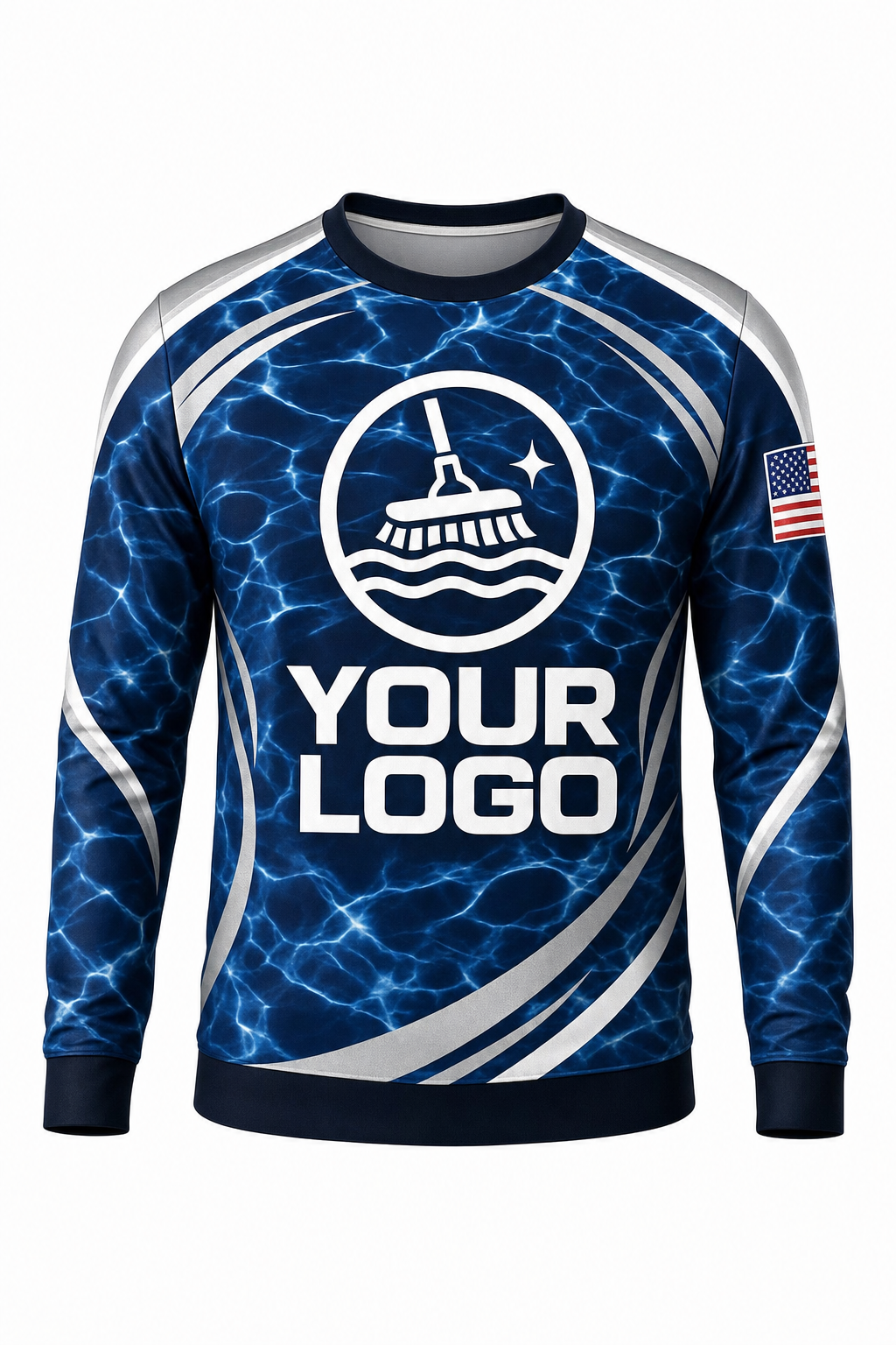 Midnight Ripple custom pool cleaning crew uniform sweatshirt — front (sweatshirt-front)