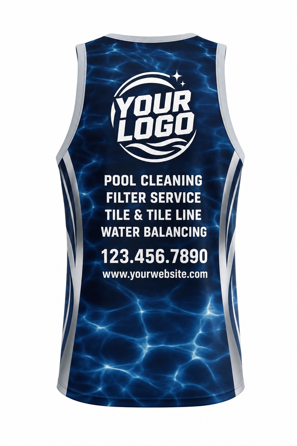 Midnight Ripple custom pool cleaning & service crew uniform Tank Top — back