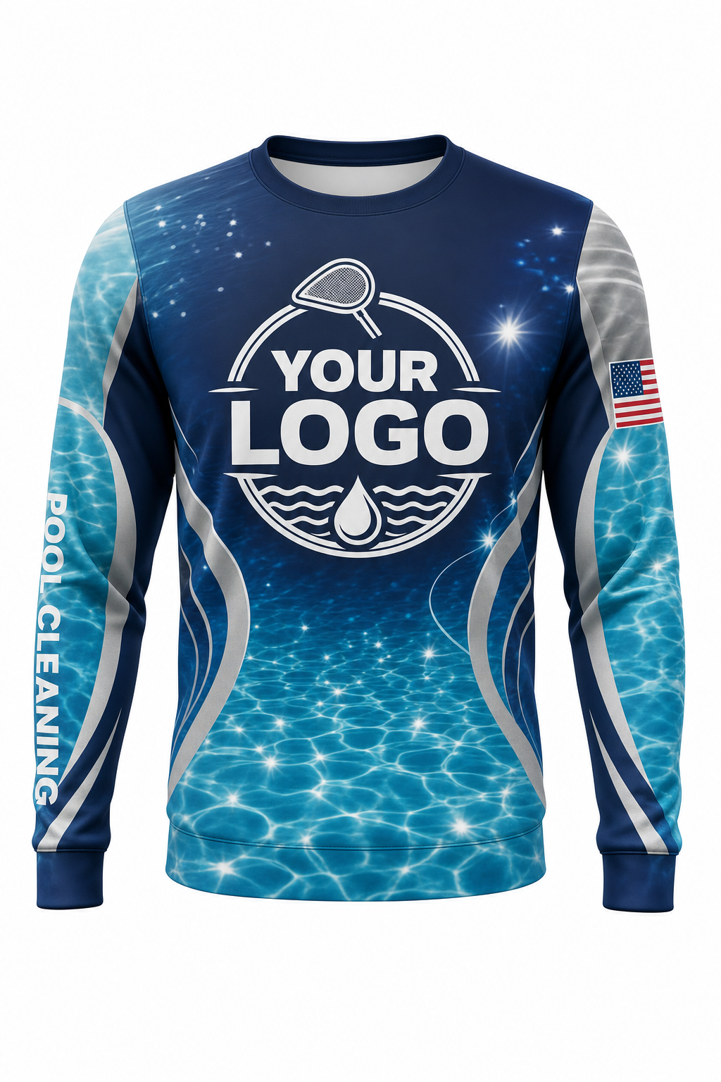 Midnight Sun Sparkle custom pool cleaning crew uniform sweatshirt — front (sweatshirt-front)