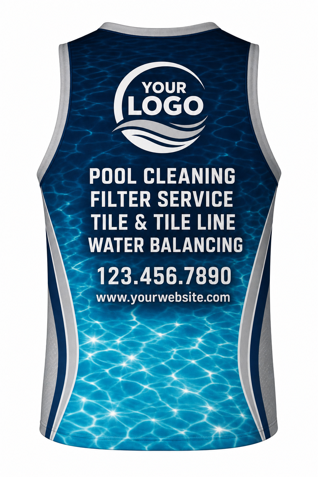 Midnight Sun Sparkle custom pool cleaning & service crew uniform Tank Top — back