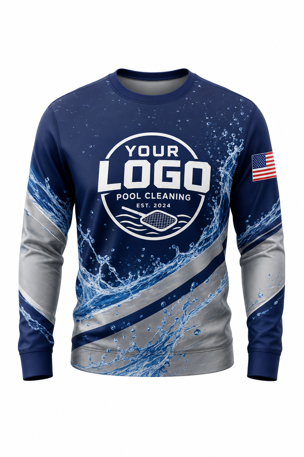 Midnight Splash custom pool cleaning crew uniform sweatshirt — front (sweatshirt-front)