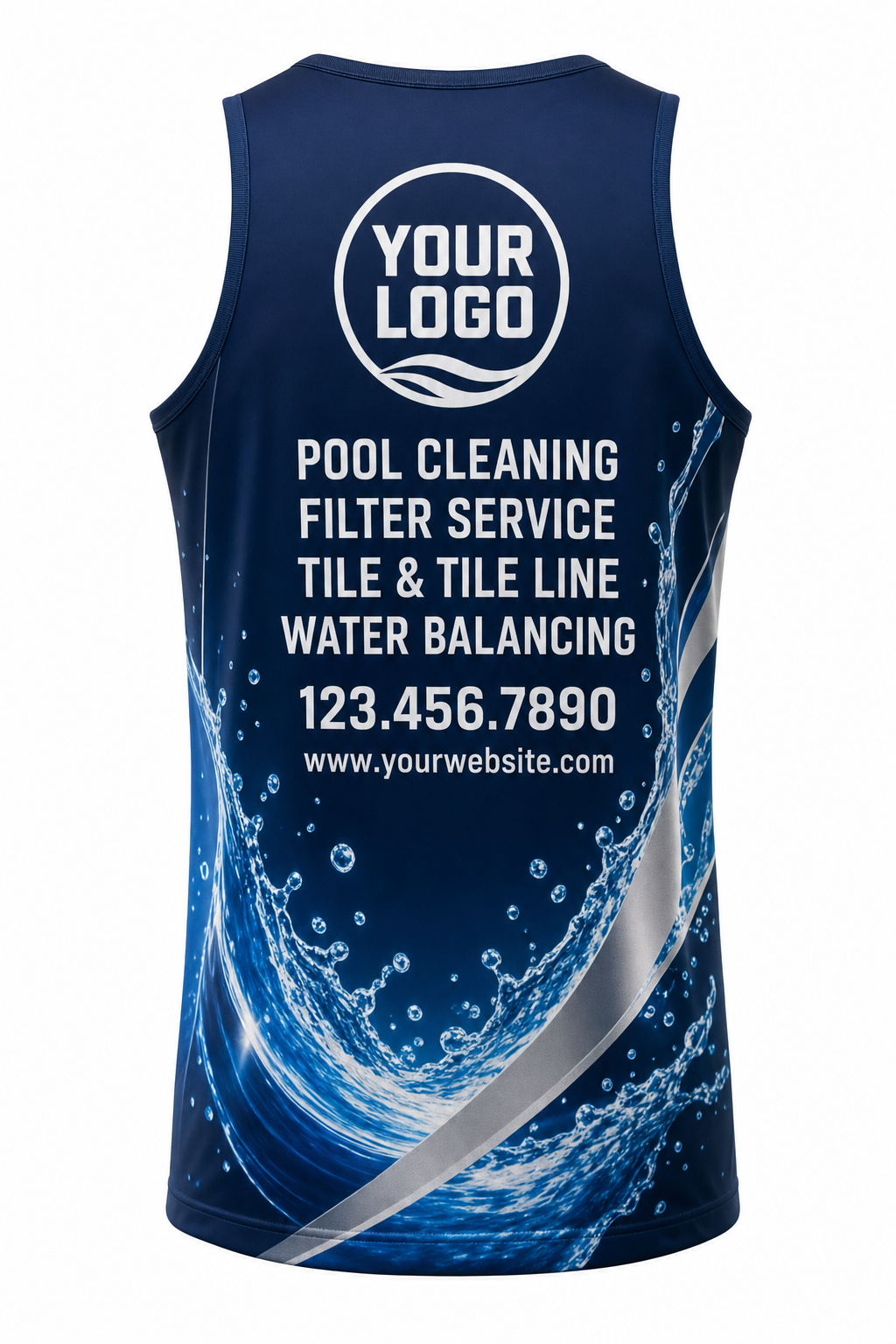 Midnight Splash custom pool cleaning & service crew uniform Tank Top — back