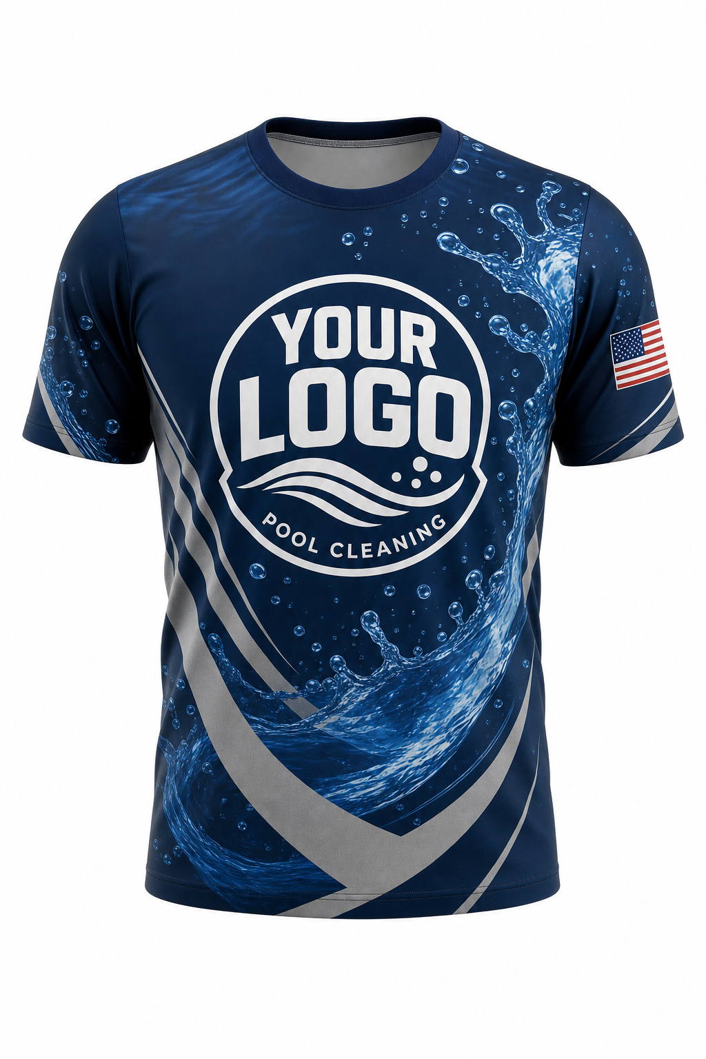 Midnight Splash custom pool cleaning crew uniform t-shirt — front (tee-front)