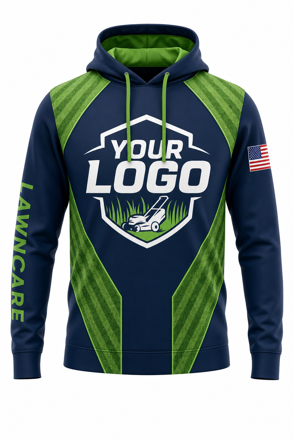 Midnight Mow Stripes custom lawn care & landscaping crew uniform Hoodie — front