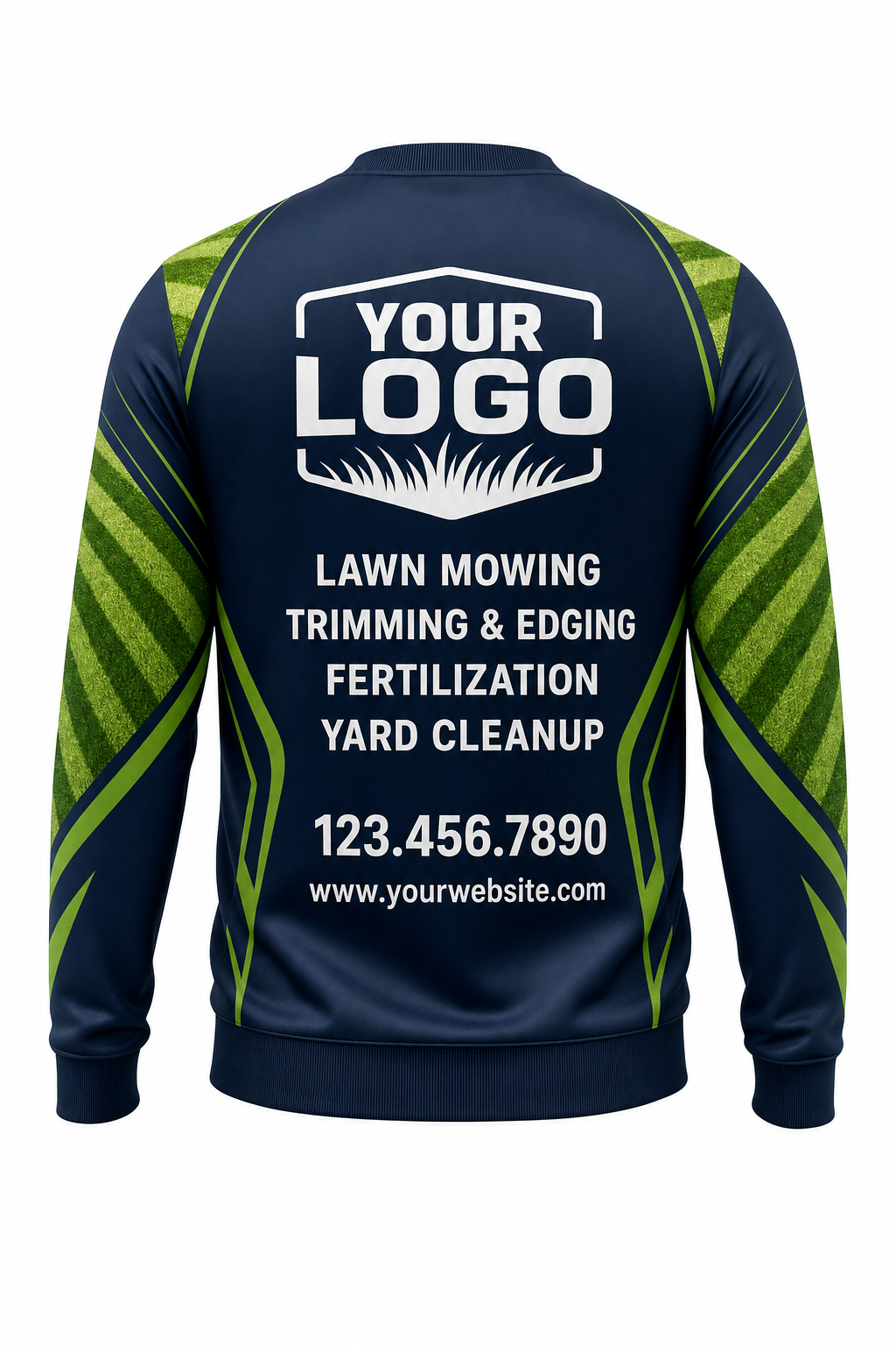 Midnight Mow Stripes custom lawn care & landscaping crew uniform Sweatshirt — back