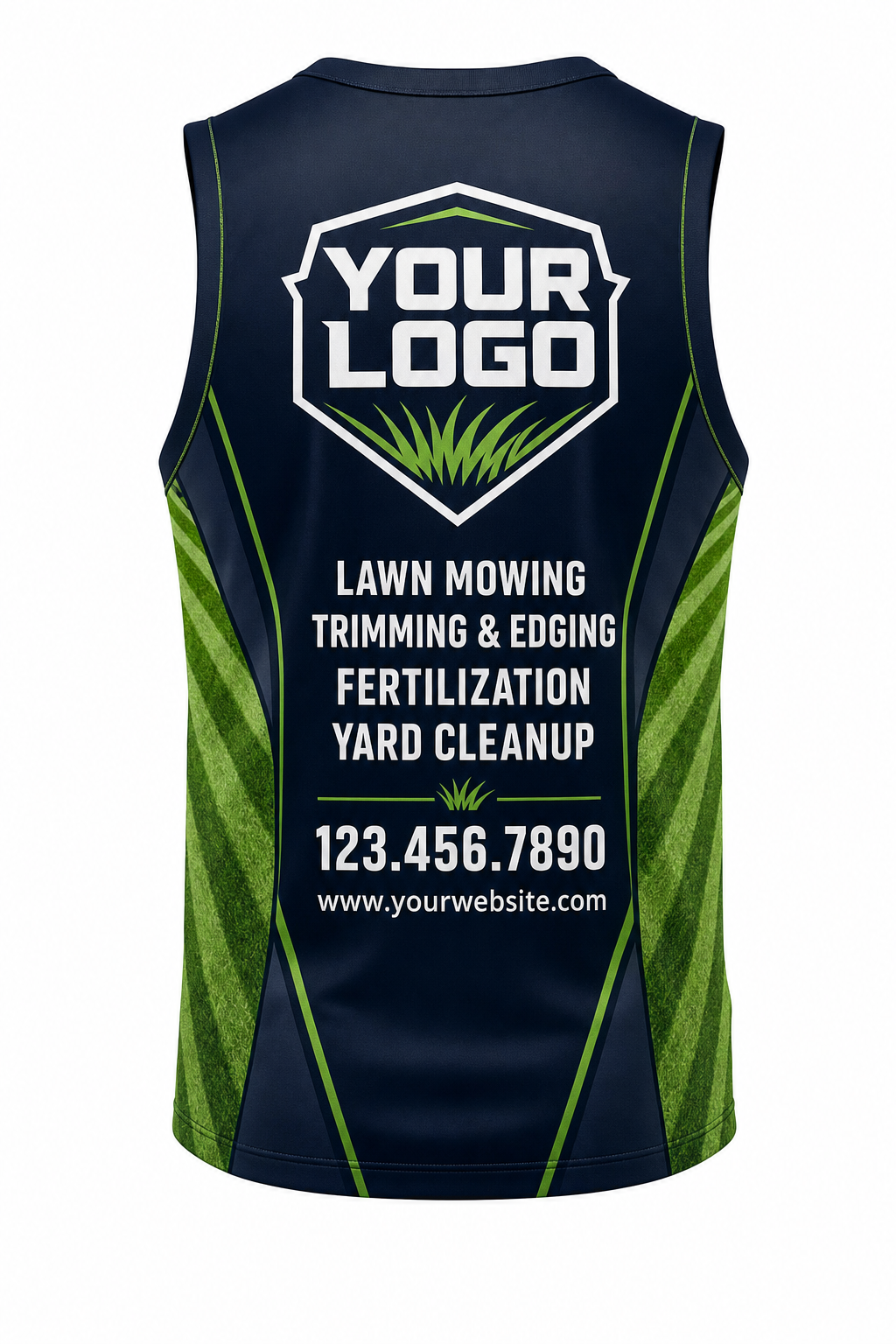 Midnight Mow Stripes custom lawn care & landscaping crew uniform Tank Top — back