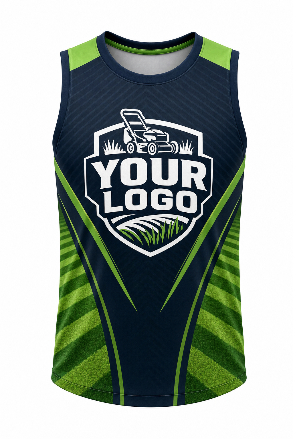 Midnight Mow Stripes custom lawn care & landscaping crew uniform Tank Top — front
