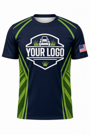 Midnight Mow Stripes custom lawn care & landscaping crew uniform T-Shirt — front