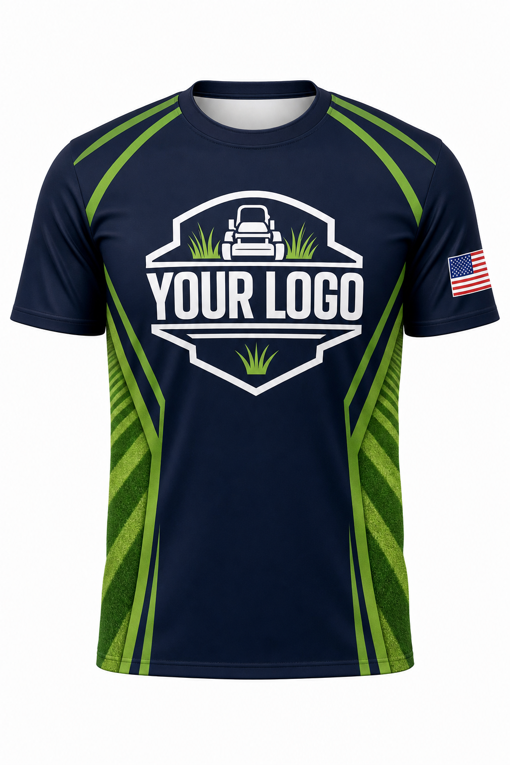 Midnight Mow Stripes custom lawn care & landscaping crew uniform T-Shirt — front