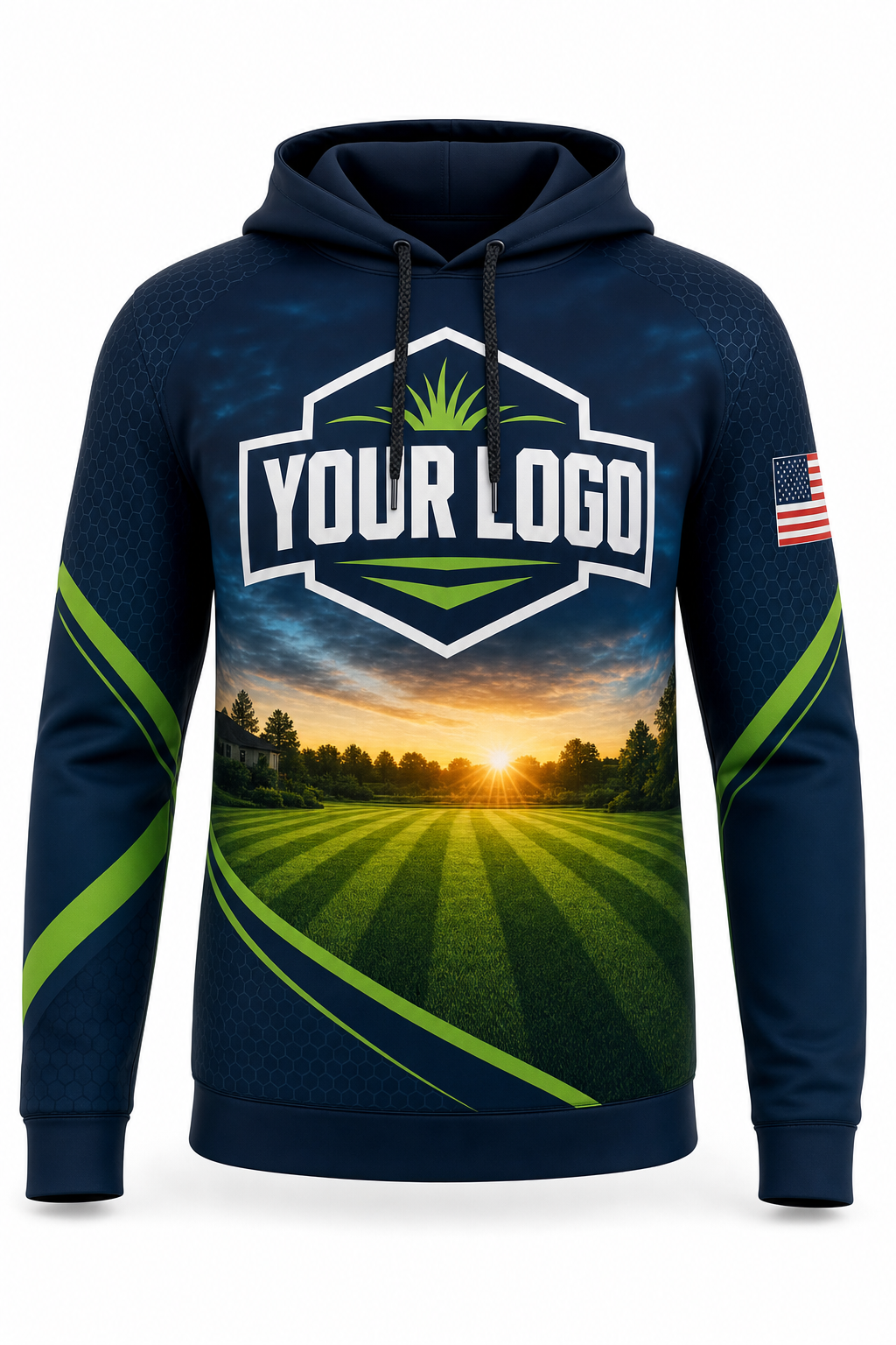 Midnight Sunrise Yard custom lawn care & landscaping crew uniform Hoodie — front