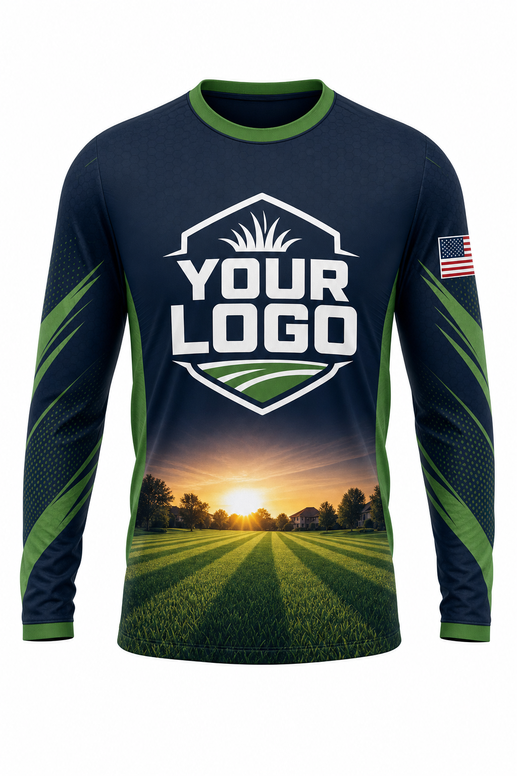 Midnight Sunrise Yard custom lawn care & landscaping crew uniform Long Sleeve — front