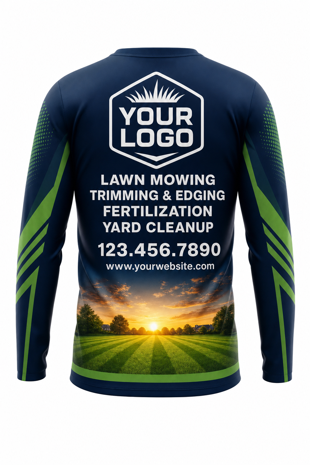 Midnight Sunrise Yard custom lawn care & landscaping crew uniform Sweatshirt — back