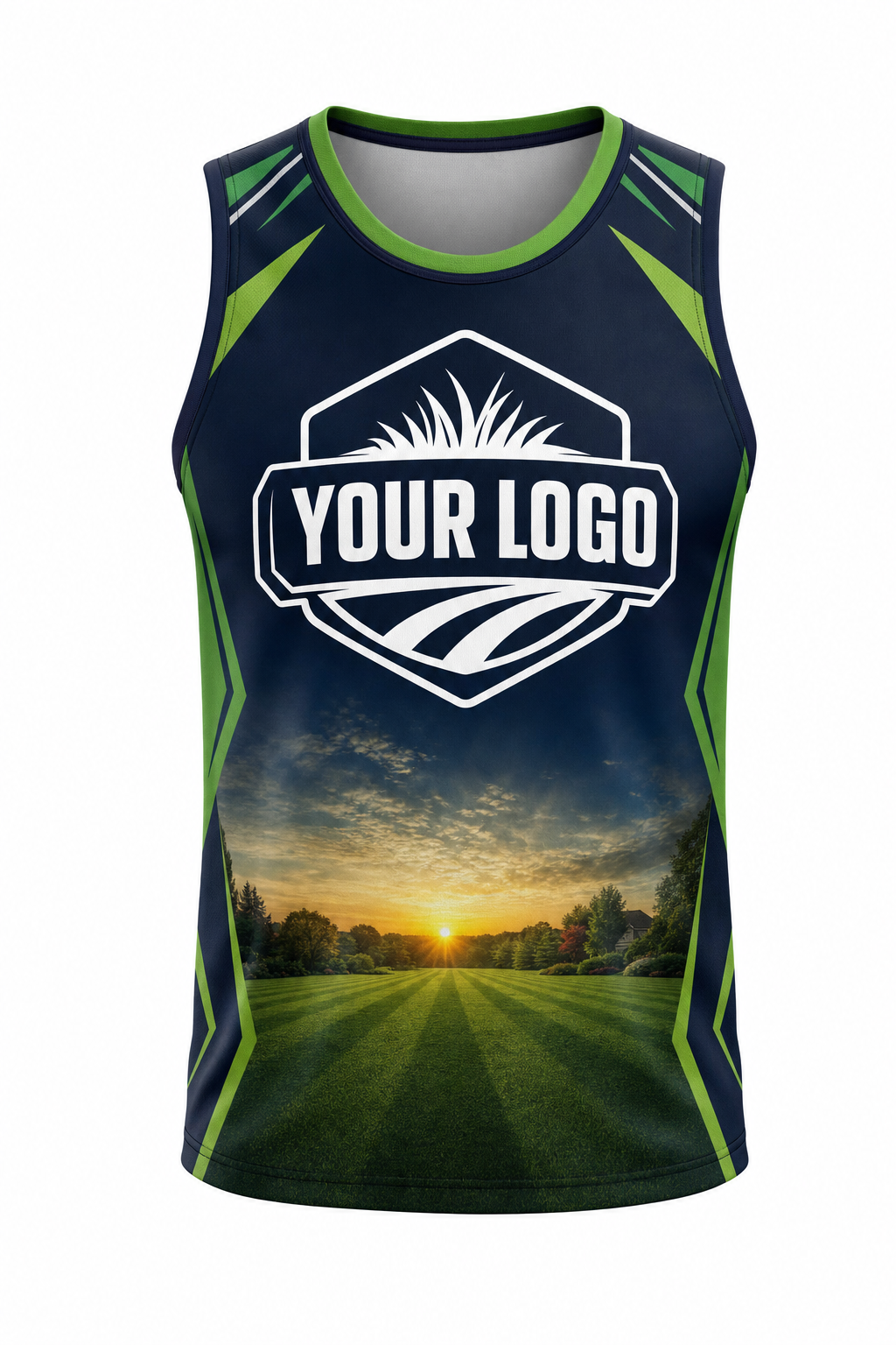 Midnight Sunrise Yard custom lawn care & landscaping crew uniform Tank Top — front