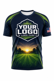 Midnight Sunrise Yard custom lawn care & landscaping crew uniform T-Shirt — front